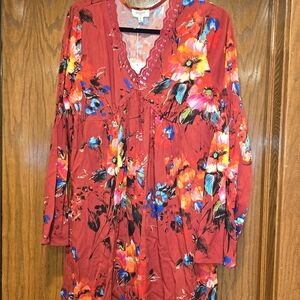 Umgee Burgundy Floral Lace Dress